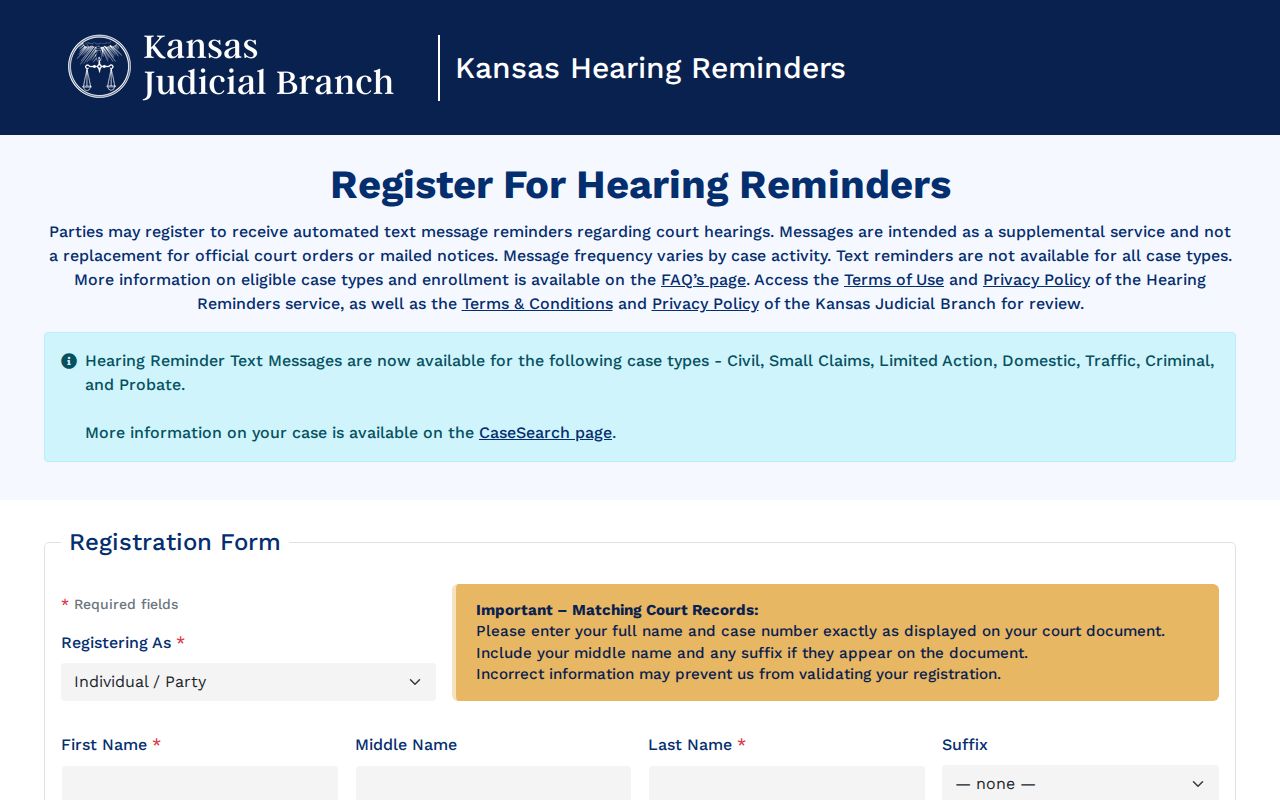 Smith County court schedule Kansas hearing reminder portal