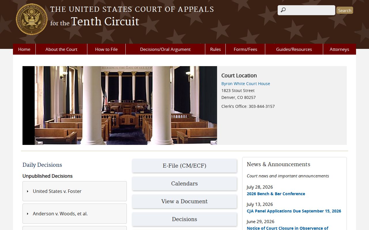 Smith County court schedule federal appellate boundary