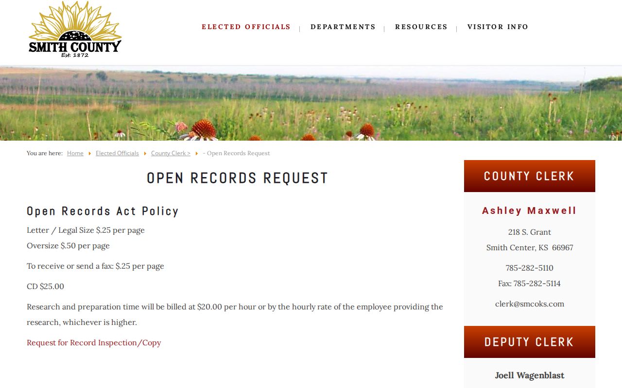 Smith County open records policy for county records