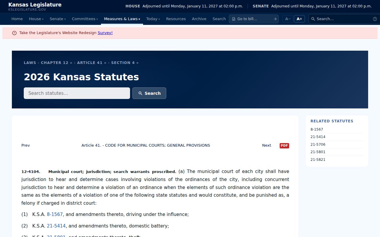 Kensington court records municipal jurisdiction statute