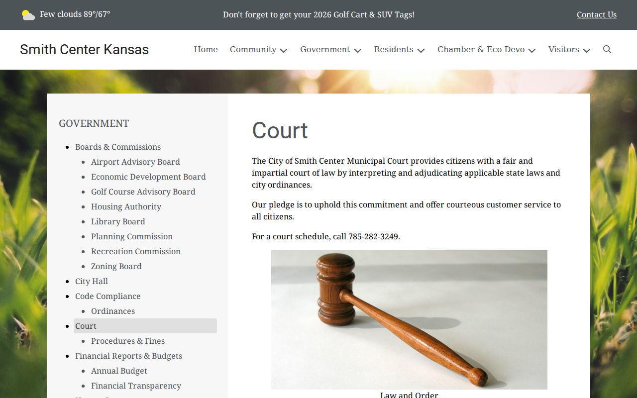 Smith Center court records official municipal court page