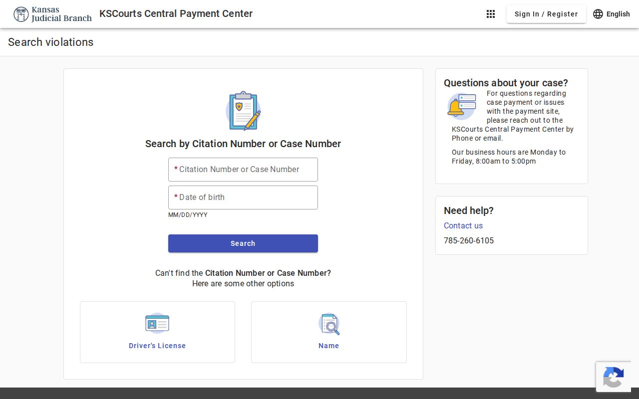 Smith County traffic court Central Payment Center search fields